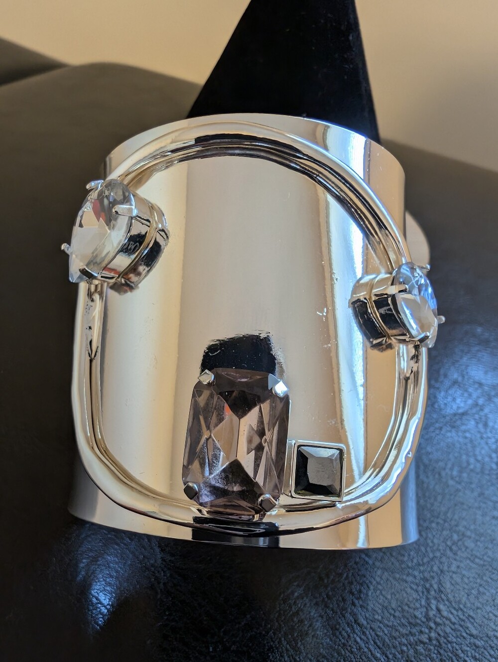 Silver Crystal Accent Cuff Bracelet - Women Accessories